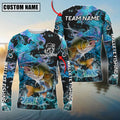 Cowgic Personalized Text Walleye Fishing Blue Fishing SkinPattern 3D Long Sleeve Shirt