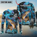 Cowgic Personalized Text Trout Fishing Blue Fishing SkinPattern 3D Long Sleeve Shirt