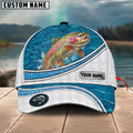 Cowgic Custom Name Trout Fishing Blue Water Pattern 3D Classic Cap