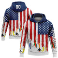Cowgic Personalized Name US Navy Blue Red-Black 3D American Flag And Fish Hook Fishing 3D Hoodie