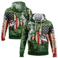 Cowgic Personalized Name Aurora Green Bass Fishing US Flag 3D Hoodie