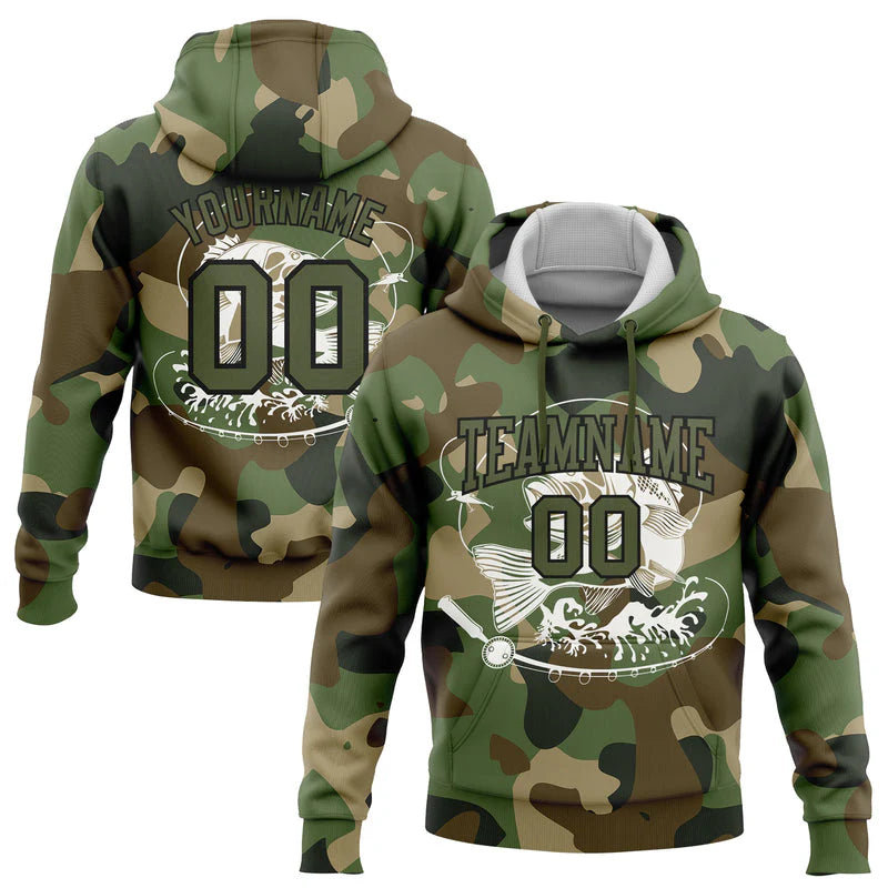Cowgic Personalized Name Camo Bass Fishing 3D Hoodie