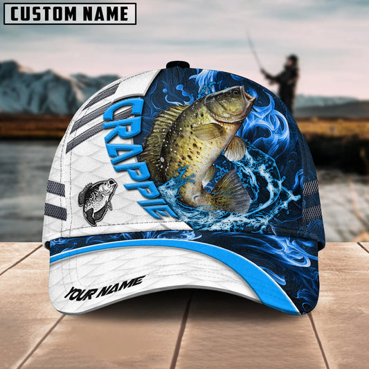 Cowgic Custom Name Crappie Fishing Blue Lava 3D Classic Cap