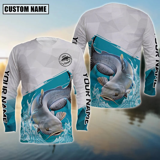 Cowgic Personalized Text Catfish Fishing Water & White 3D Long Sleeve Shirt Sale price $39.95 Regular price $79.90 Save 50%
