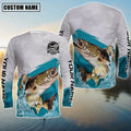Cowgic Personalized Text Walleye Fishing Water & White 3D Long Sleeve Shirt