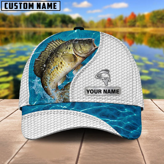 Cowgic Custom Name Crappie Fishing Blue Water 3D Classic Cap