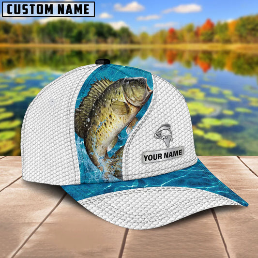 Cowgic Custom Name Crappie Fishing Blue Water 3D Classic Cap
