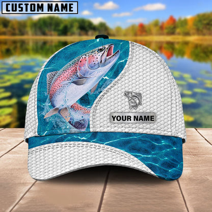 Cowgic Custom Name Trout Fishing Blue Water 3D Classic Cap