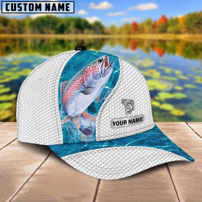 Cowgic Custom Name Trout Fishing Blue Water 3D Classic Cap