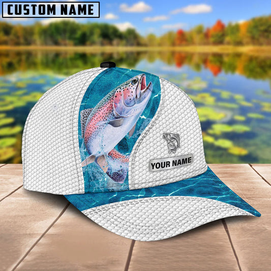 Cowgic Custom Name Trout Fishing Blue Water 3D Classic Cap