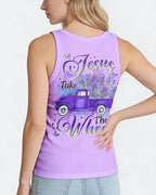 Cowgic Jesus Take The Wheel Lavender Women's All Over Print Shirt
