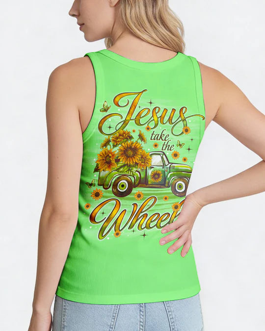 Cowgic Jesus Take The Wheel Truck Sunflower Women's All Over Print Shirt