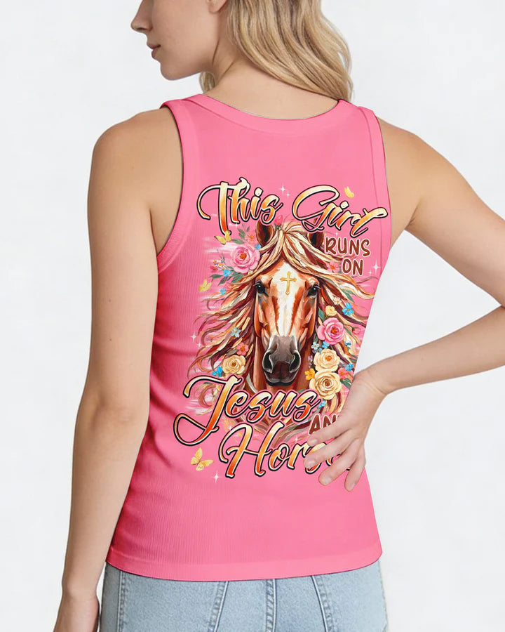 Cowgic This Girl Runs On Jesus And Horses Women's All Over Print Shirt