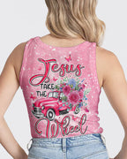 Cowgic Jesus Take The Wheel Pink Women's All Over Print Shirt