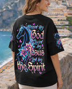 Cowgic Blessed By God Loved By Jesus Horse Women's All Over Print Shirt