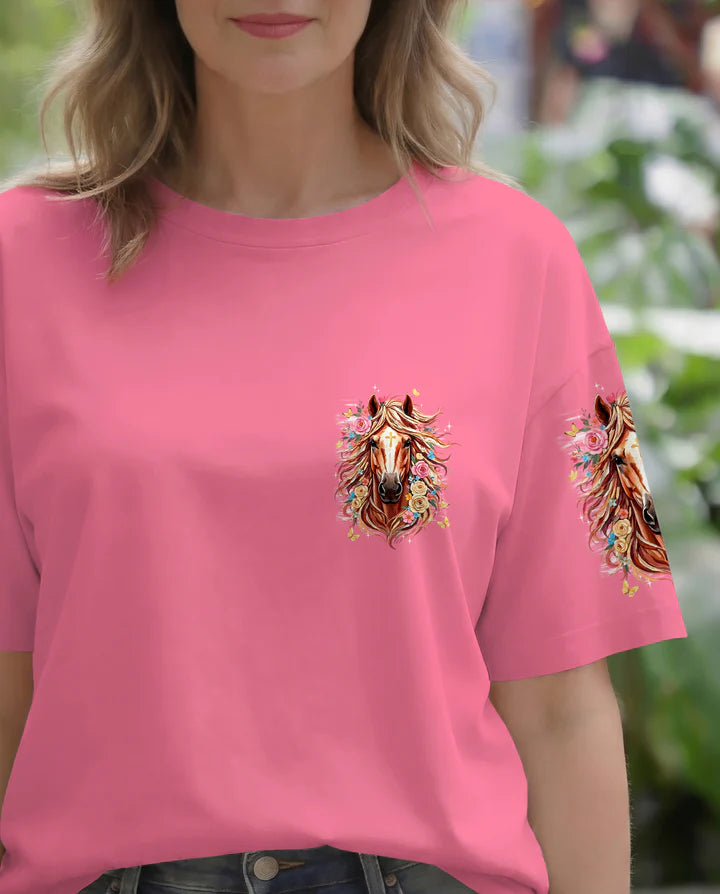 Cowgic This Girl Runs On Jesus And Horses Women's All Over Print Shirt