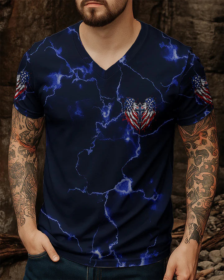 Cowgic One Nation Under God Cross Wings Men's All Over Print Shirt