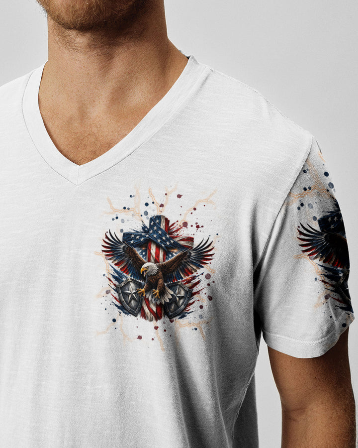 Cowgic Stand For The Flag Kneel For The Cross Eagle Men's All Over Print Shirt