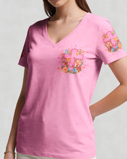 Cowgic He Is Not Here He Has Risen Floral Women's All Over Print Shirt