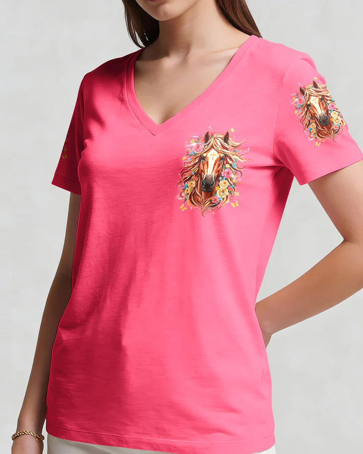 Cowgic This Girl Runs On Jesus And Horses Women's All Over Print Shirt