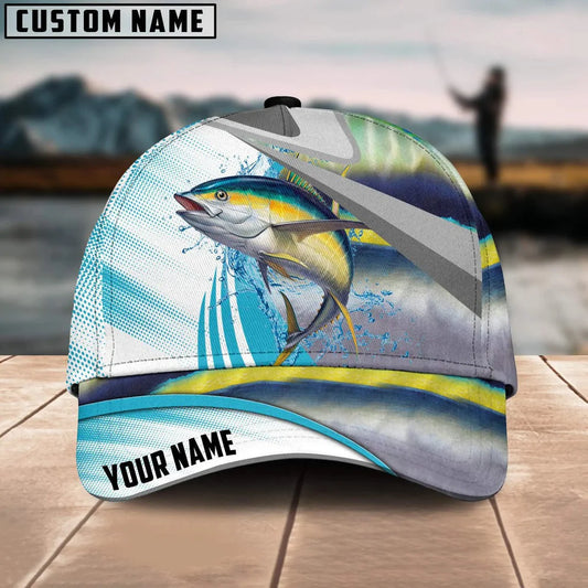 Cowgic Custom Name Tuna Fishing Blue Water Fish Skin 3D Classic Cap