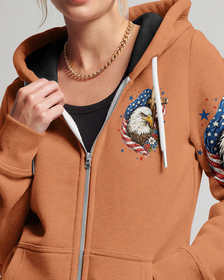 Cowgic She Loves Jesus And America Too Red White & Blue Eagle Women's All Over Print