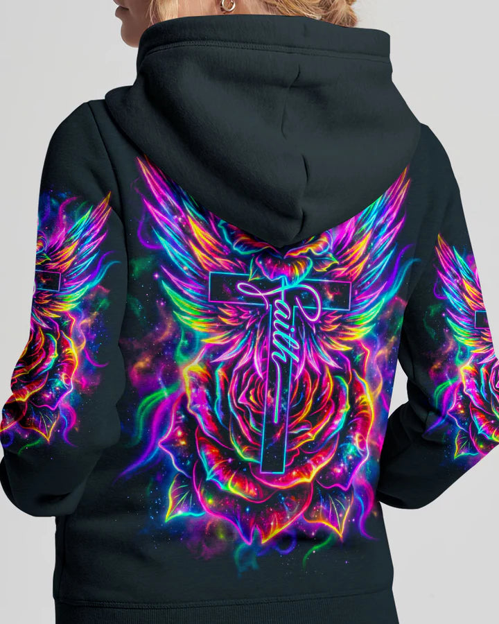 Cowgic Faith Hope Love Neon Rose Cross Women's All Over Print