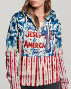 Cowgic She Loves Jesus & America Too Red White & Blue Women's All Over Print