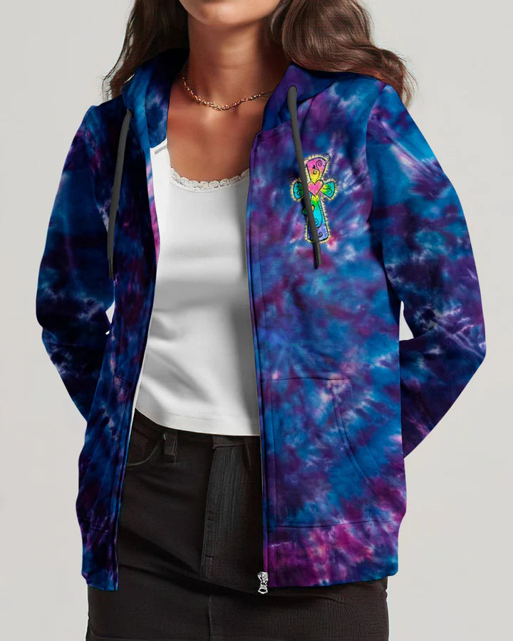 Cowgic I Can Do All Things Through Christ Colorful Faith Cross Swirl Women's All Over Print Shirt