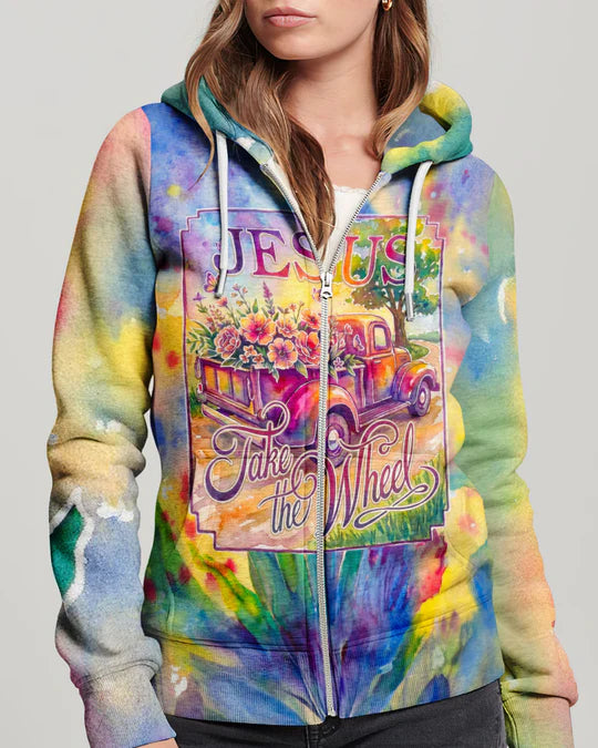 Cowgic Jesus Take The Wheel Floral Truck Watercolor Women’s All Over Print