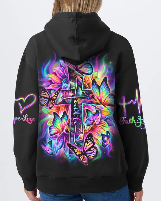 Cowgic Faith Hope Love Neon Butterfly Cross Women's All Over Print