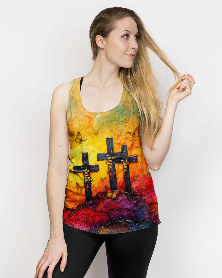 Cowgic Faith Hope Love Sunset Cross Women's All Over Print Shirt