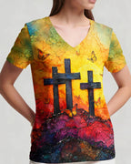 Cowgic Faith Hope Love Sunset Cross Women's All Over Print Shirt