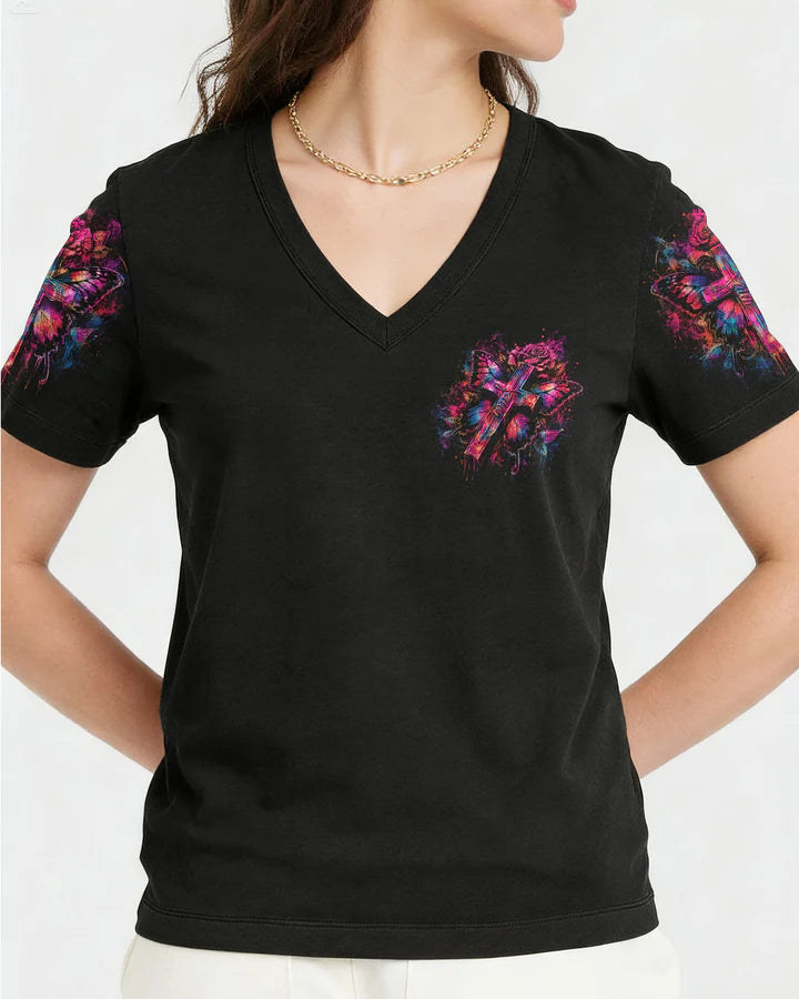 Cowgic Faith Butterfly Rose Cross Women's All Over Print Shirt
