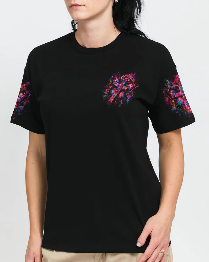 Cowgic Faith Butterfly Rose Cross Women's All Over Print Shirt