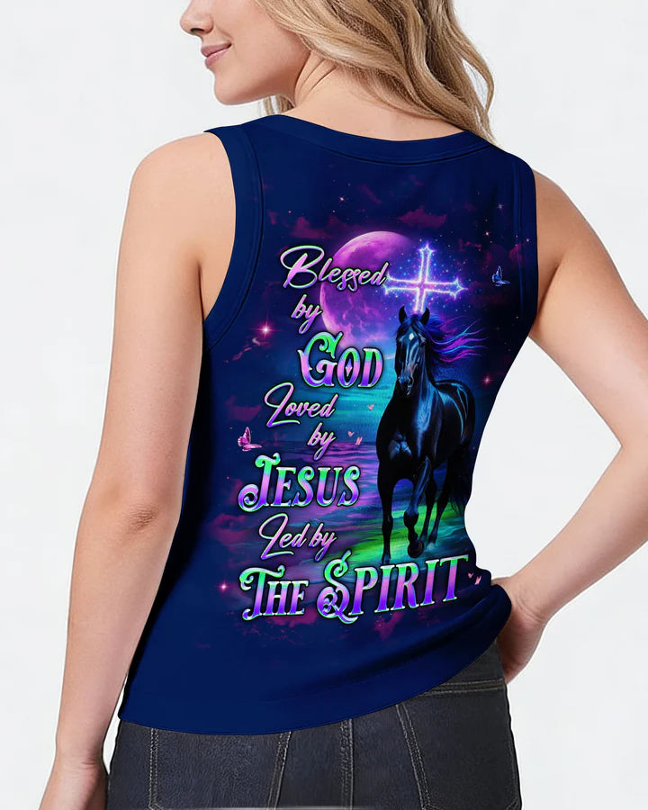 Cowgic Blessed By God Loved By Jesus Horse Women's All Over Print Shirt