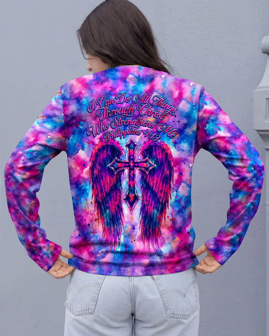 Cowgic I Can Do All Things Through Christ Neon Jesus Cross All Over Print Shirt