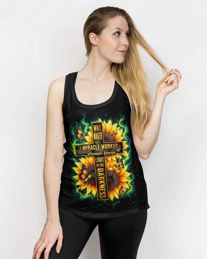 Cowgic Way Maker Miracle Worker Cross Sunflower Women's All Over Print Shirt