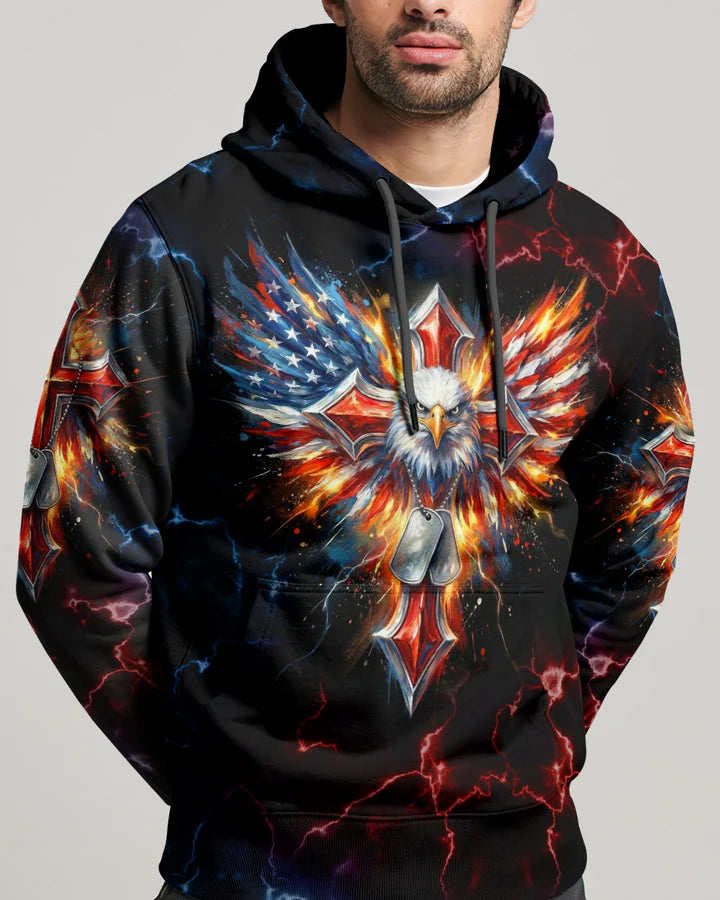 Cowgic One Nation Under God Cross Eagle American Flag Men's All Over Print Shirt