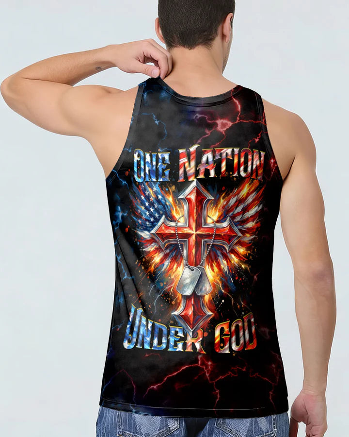 Cowgic One Nation Under God Cross Eagle American Flag Men's All Over Print Shirt