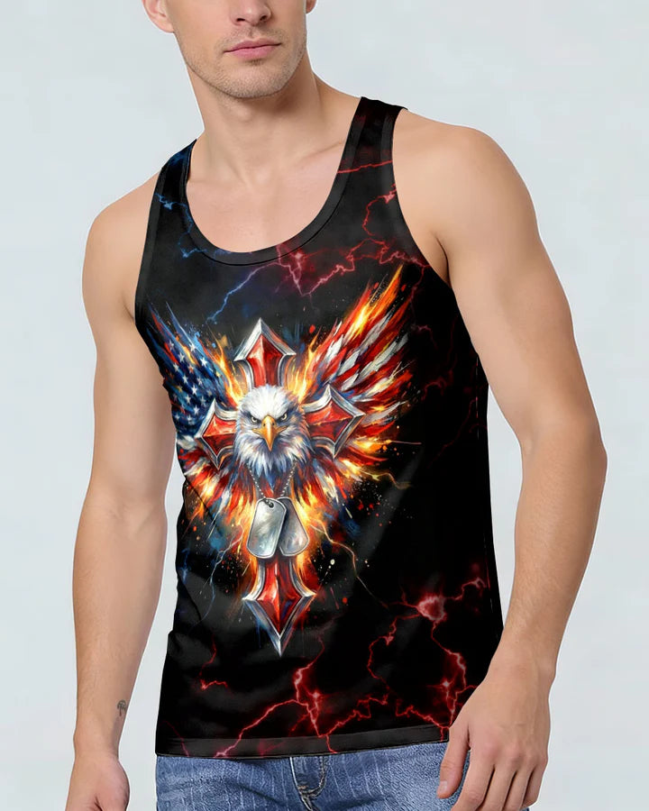 Cowgic One Nation Under God Cross Eagle American Flag Men's All Over Print Shirt