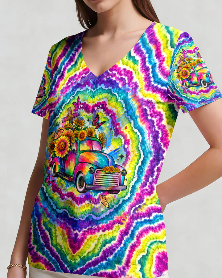 Cowgic Jesus Take The Wheel Sunflowers Swirl Women's All Over Print Shirt