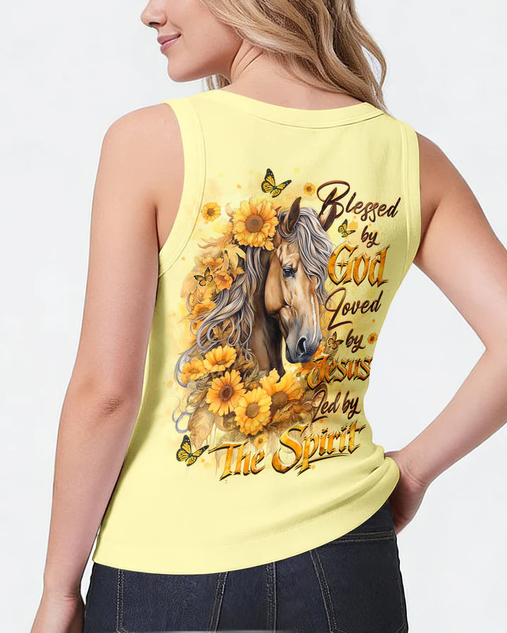 Cowgic Blessed By God Loved By Jesus Horse Women's All Over Print Shirt