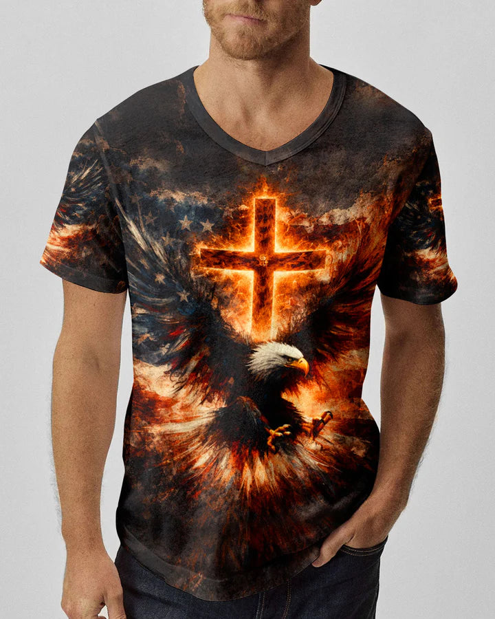 Cowgic In God We Trust Eagle Stars And Stripes Men's All Over Print Shirt