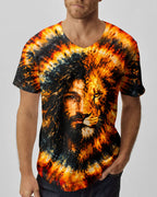 Cowgic Jesus Lion Face Swirl Men's All Over Print Shirt