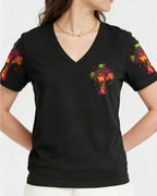 Cowgic I Can Do All Things Through Christ Neon Jesus Cross Women's All Over Print Shirt