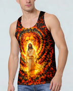 Cowgic Jesus And Lion Swirl Men's All Over Print Shirt