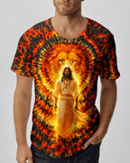 Cowgic Jesus And Lion Swirl Men's All Over Print Shirt