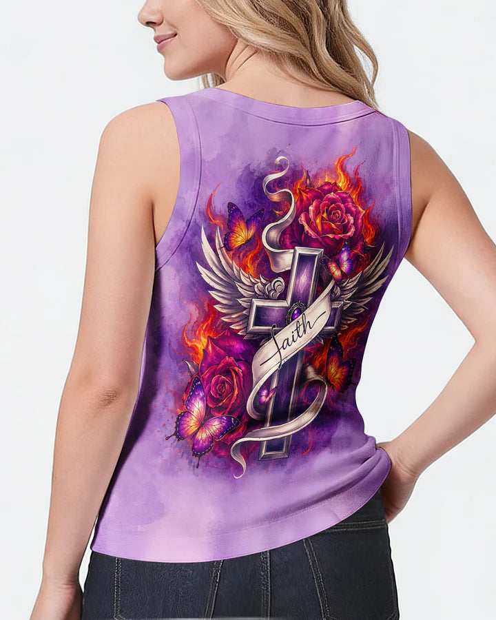 Cowgic Faith Fire Rose Cross All Over Print Shirt