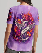 Cowgic Faith Fire Rose Cross All Over Print Shirt
